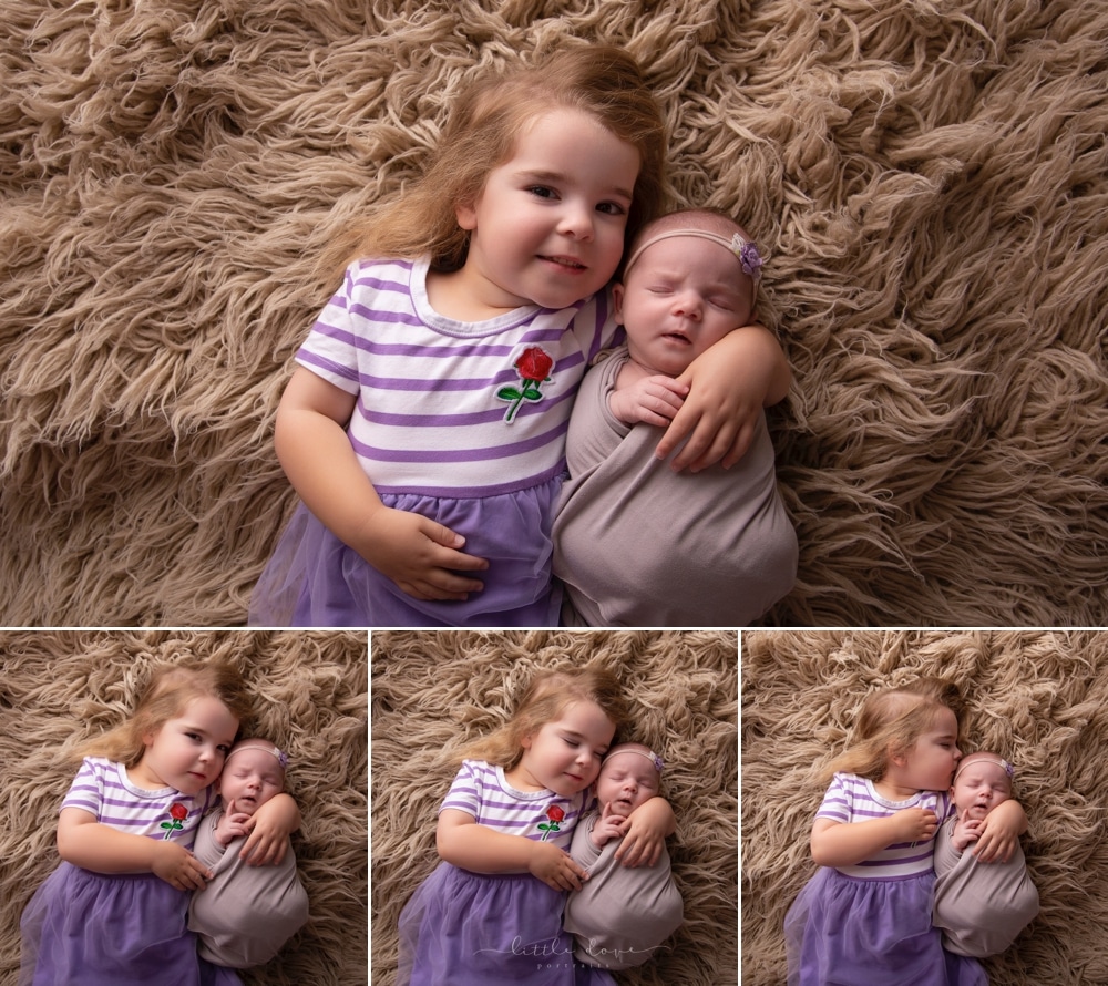Plano Newborn Photographer | Girl newborn photoshoot sibling portraits